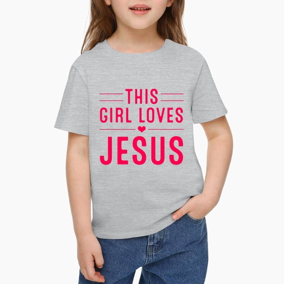Niogvi Loves Jesus Shirt 𝓴𝓲𝓭𝓼 Gray T-Shirt , Jesus Casual Holiday Top For 𝓴𝓲𝓭𝓼 100cm