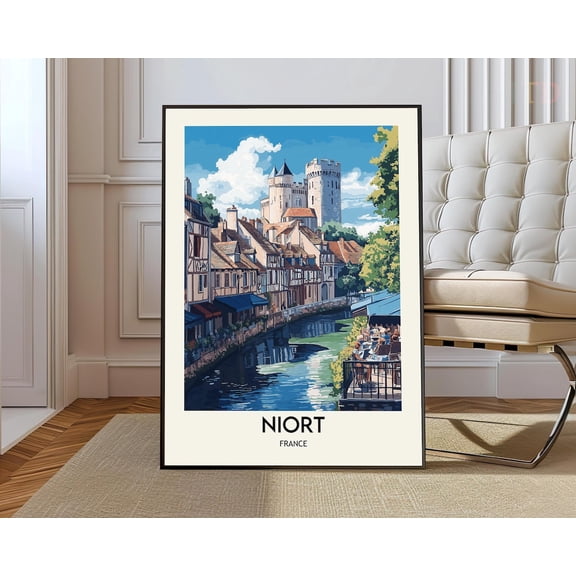Niort France Medieval City Poster, Unframed Paper Poster 8x10in