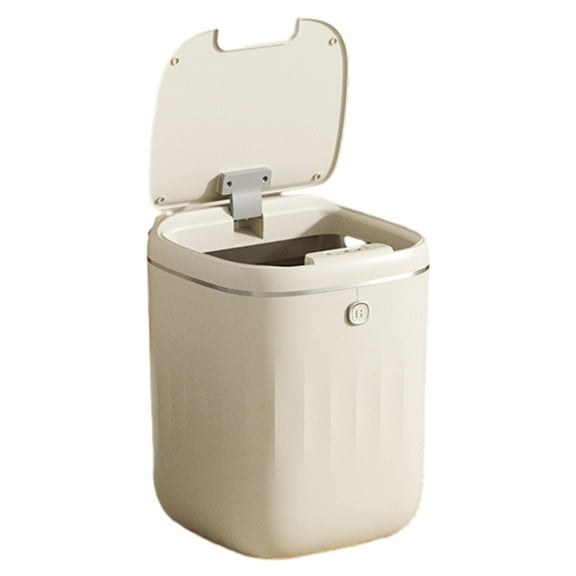Niovtt 20L Garbage Bin Large Capacity Smart Wastebasket for Bedroom Dorm (Beige Charge)