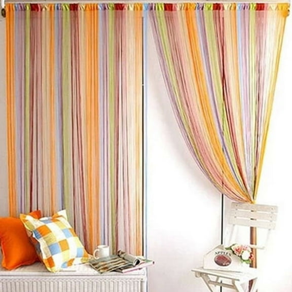 Niovtt Colorful String Curtain Shiny Glitter Line Curtain Window for Living Room
