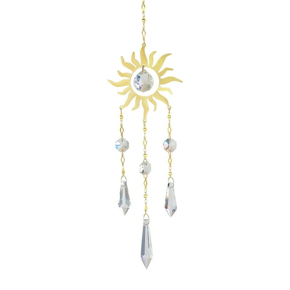 Niovtt Crystal Prisms Light Catcher Garden Decor Hexagon Wind Chime Hanging Drops (B)