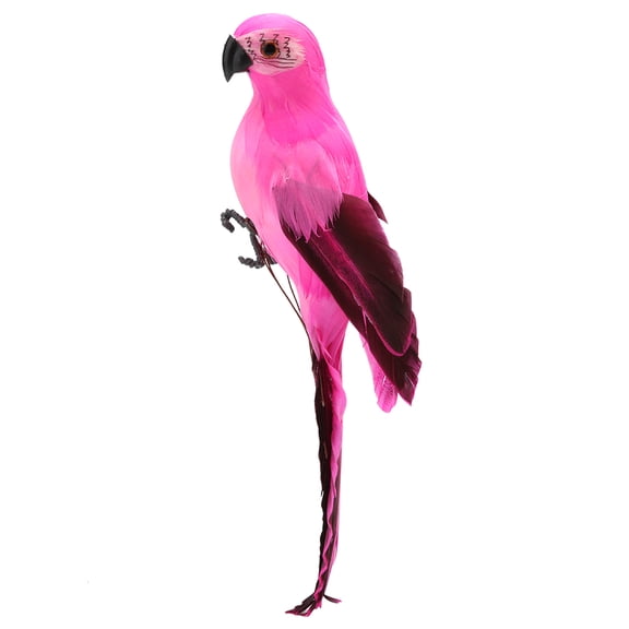 Niovtt Foam Feather Artificial Parrot Imitation Bird Model Ornament (Rose Red)