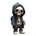 thumbnail image 1 of Niovtt Gothic Hoodie Skull Puppet Ornament, Halloween Resin Figurine (A), 1 of 7