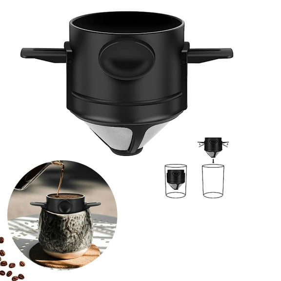 Niovtt Pour Over Coffee Maker, Foldable Coffee Filters, Portable Stainless Steel Drip, Reusable Coffee Filter, Coffee Funnel, Coffee Dripper for Home Office Travel (15pcs)