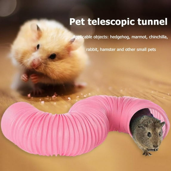 Niovtt Small Pet Collapsible Tunnel Tube for Rabbit Ferret Guinea Pig Toy (Pink)