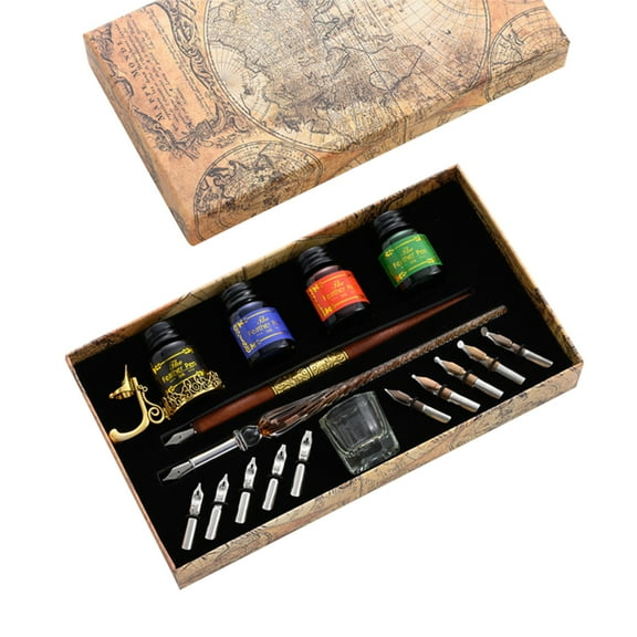 Niovtt Starry Sky Glass Fountain Dip Pen Stationery Ink Calligraphy Pen (Burning)