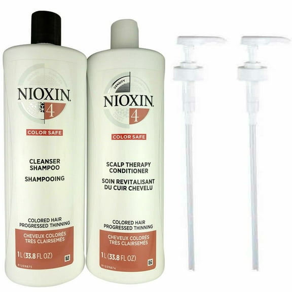 Nioxin System 4 Cleanser Shampoo & Scalp Therapy Conditioner Set For Colored Hair 33.8 oz Each With Pumps