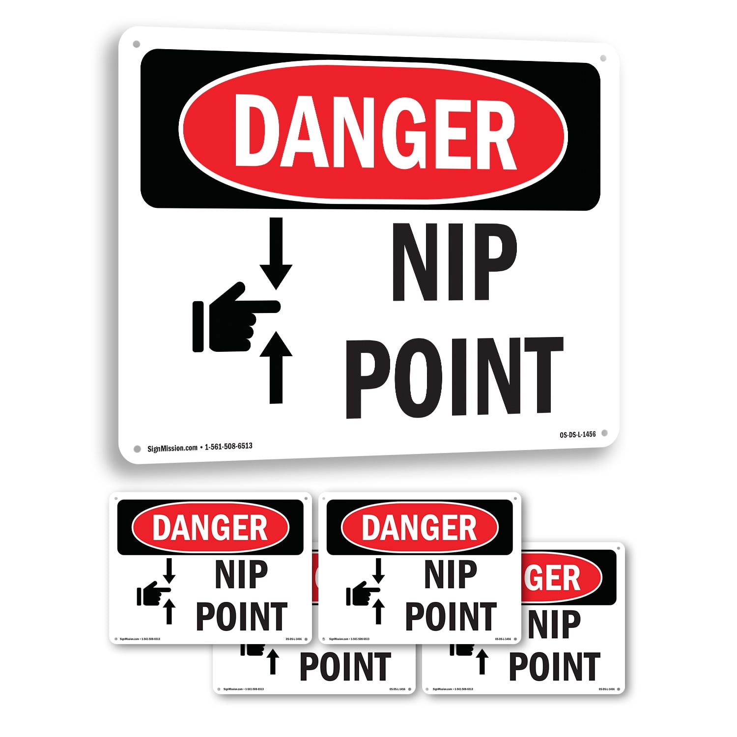 Nip Point OSHA Danger Aluminum Sign 24 Inch x 18 Inch - 5 Pack ...
