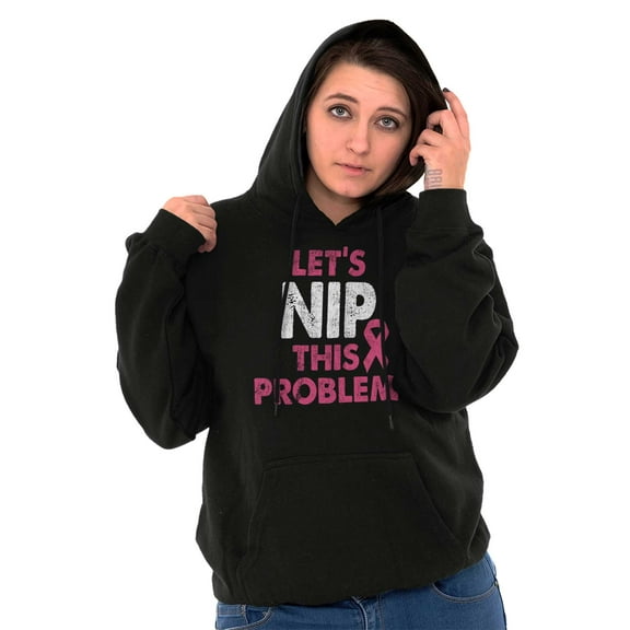 Nip This Problem Pink Ribbon BCA Hoodie Sweatshirt Women Brisco Brands S
