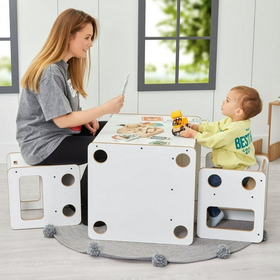 Nipperland Kids 3 Piece Play Or Activity Table and Chair Set | Set Includes a desk, and 2 chairs