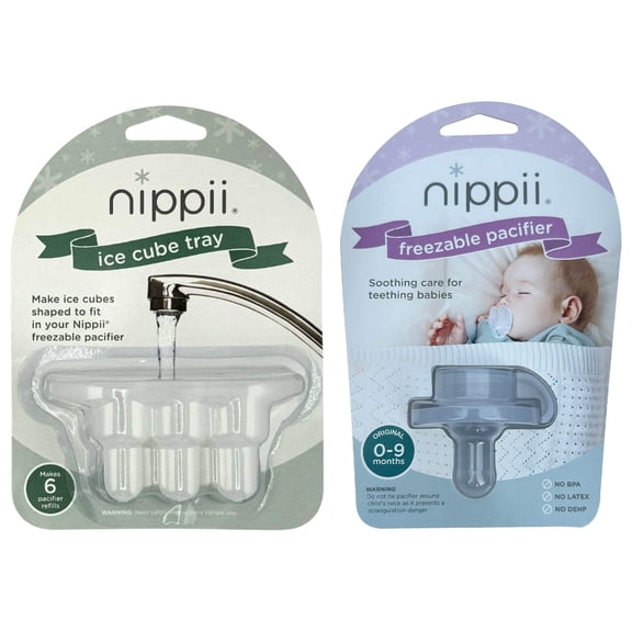 Nippii Silicone Freezable Teether Pacifier, Infant Gum Relief, 0-9 Months, 2 Pc