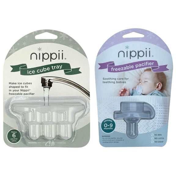 Nippii Silicone Freezable Teether Pacifier, Infant Gum Relief, 0-9 Months, 2 Pc