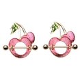 thumbnail image 1 of Nipple Bar Golden Cherries Nipple Shield Ring Sold as pair Red Cherry barbell, 1 of 1
