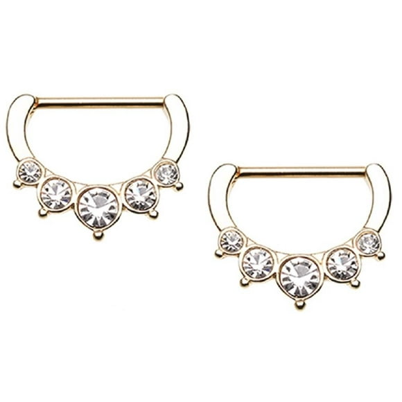 Nipple Bar Golden Half Round Sparkle Nipple Clicker  Sold as pair