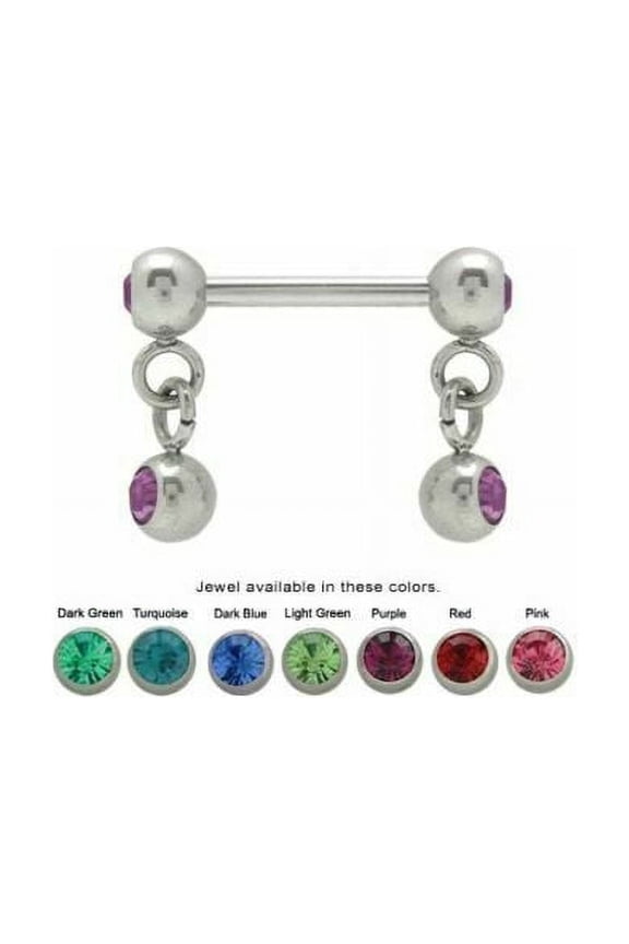 Nipple Barbell Dangle Ball Design Surgical Steel 14G 12mm- Pair