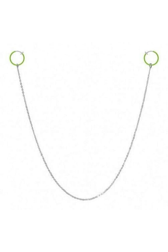 Nipple Chain With Green Non-Piercing Spring Hoop
