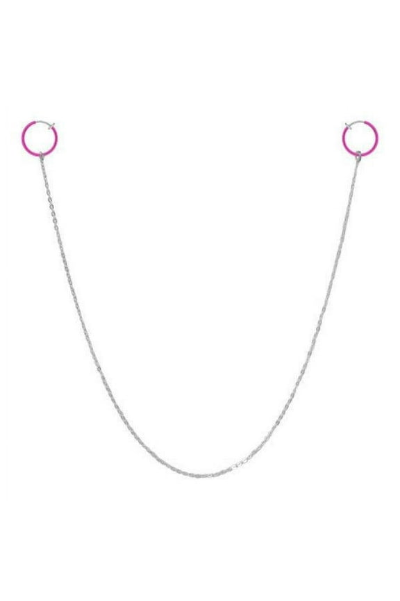Nipple Chain with Fuchsia Non-Piercing Spring Hoop