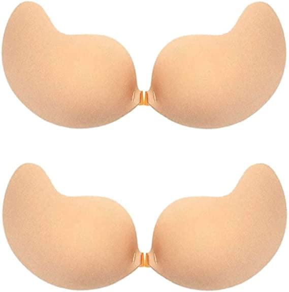 Dicasser 2 Pair Adhesive Bra Strapless Sticky Invisible Push up Silicone Bra  for Backless Dress 