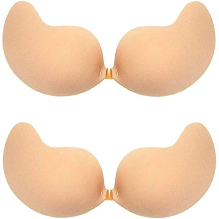 Nipple Cover,Adhesive Push Up Strapless Invisible Sticky Bra Reusable  Backless Silicone Bra for Women(2 Pair) 