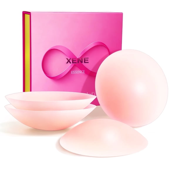 XENE Nipple Covers for Women, Nipple Covers 2 Pairs-Seamless and Sheer Adhesive Silicone Nipple Pasties for Women Reusable, Sticky Breast Petals