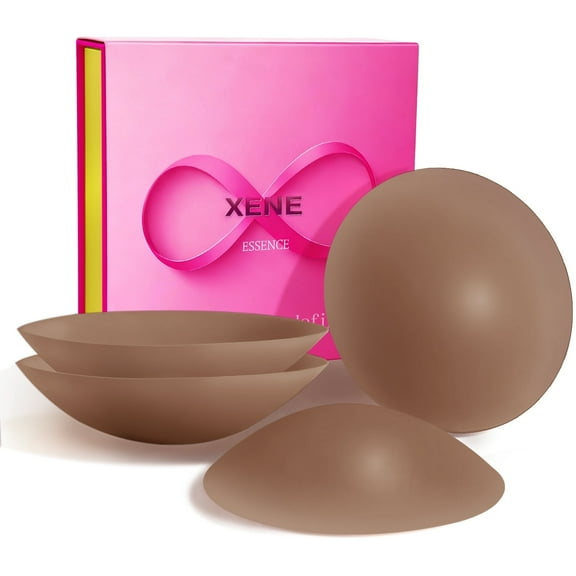 XENE Nipple Covers for Women, Nipple Covers 2 Pairs-Seamless and Sheer Adhesive Silicone Nipple Pasties for Women Reusable, Sticky Breast Petals