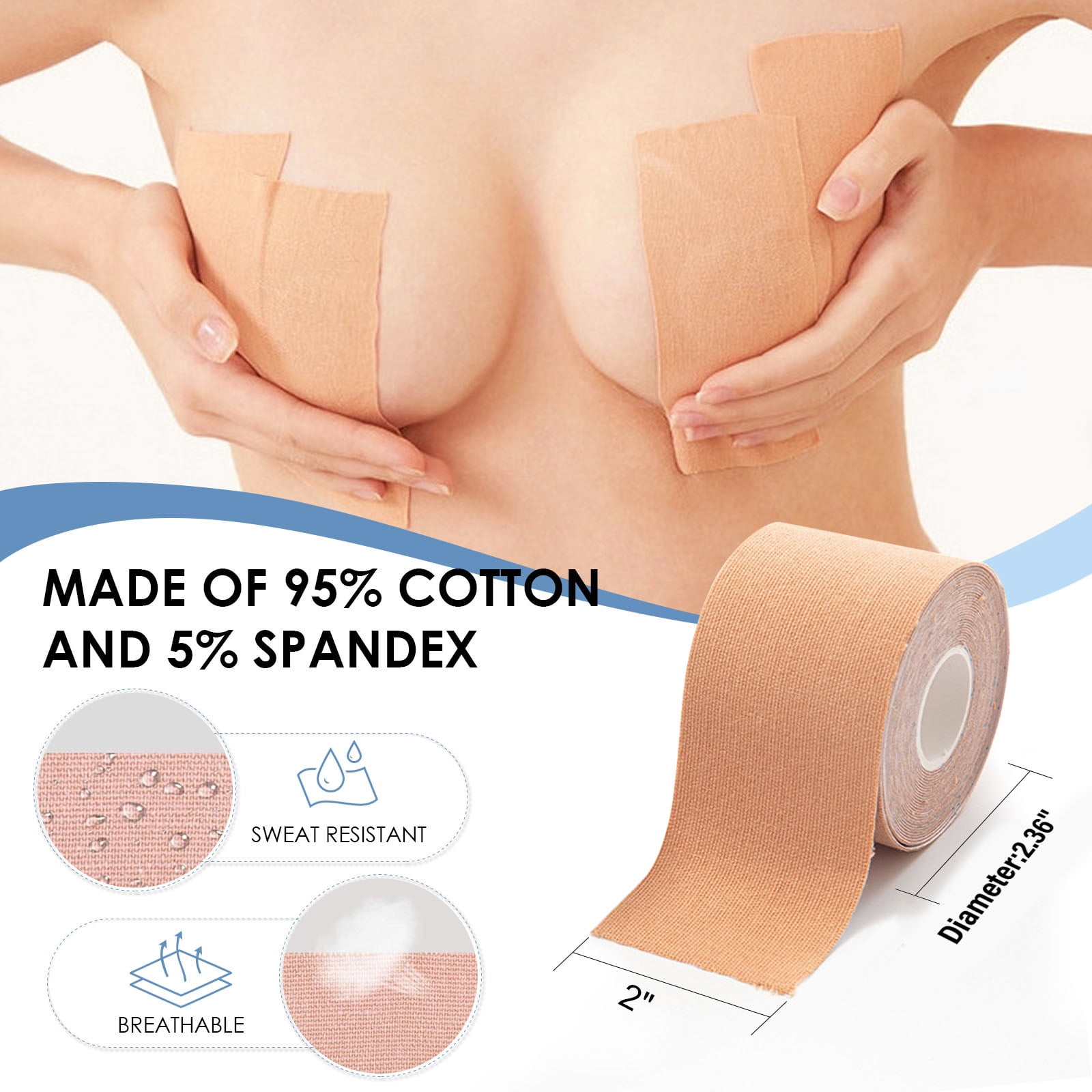 Breast Lifting Tape for Big Breasts Lift Bob Boob Tape Lifting Large Breast  6 Nipple Covers, Invisible Booby Tape for Breast Lift, Plus Size 16.4ft  Nude : : Fashion