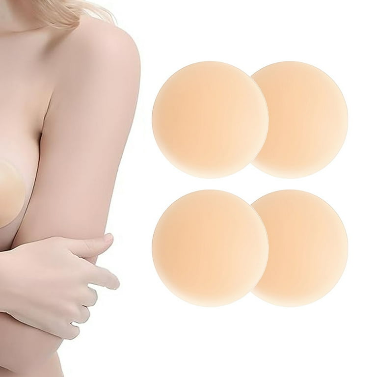 HSAJS Strapless Bras Invisible Adhesive Stick On Bra Sticky Bra Silicone Backless Push Up Bra With Pull-up Nipple Covers Reusable Frontless Bra For Swimsuit Women (A, Nude