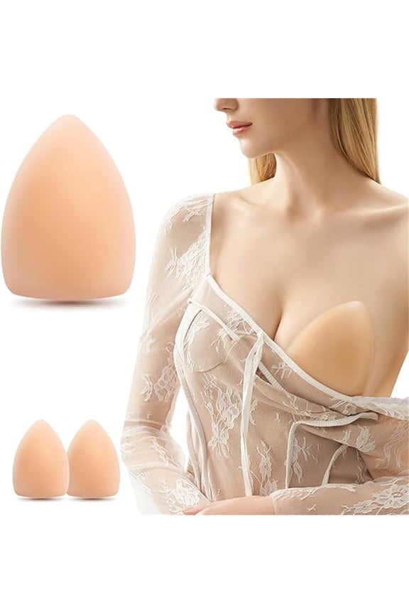 Nipple Covers for Women,Tutuviw Lift Breast Strapless Silicone Sticky Bral,Nippless Covers Push Up Self Invisible Nipple Cover for Women,Reusable Nipple Pasties,Sticky Bras with Travel Box(Champagne)