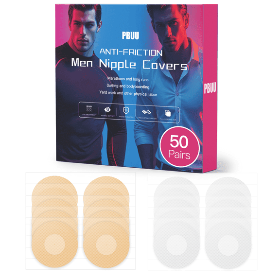 Nipple Covers for Men,100Pcs(50Pairs) Mens Nipple Covers,Anti-Chafing Running Nipple Covers Men for Sports and Daily Wear