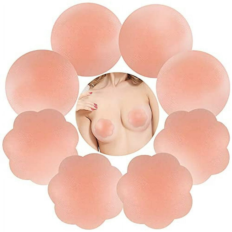 Nipple Covers for Women, Reusable Adhesive Invisible Pasties Silicone Cover  (pink,4 Pairs)