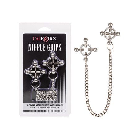 Nipple Grips 4 Point Nipple Press W/chain - Silver
