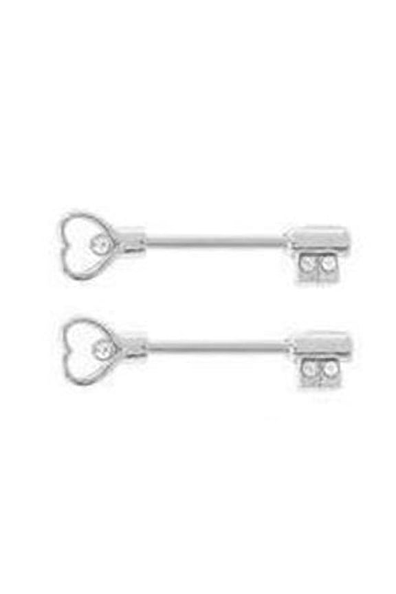 Ring Bars Skeleton Key Body Jewelry Pair 14 gauge (Clear)
