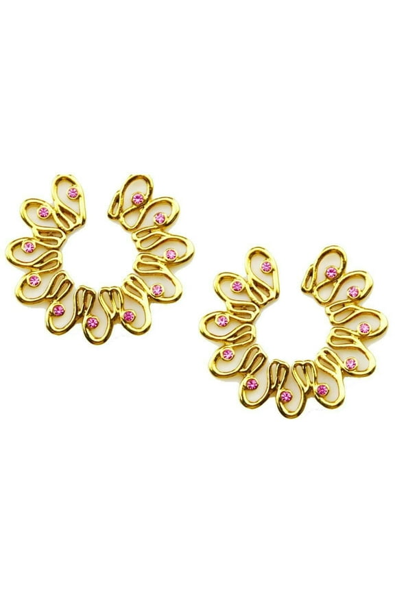 Nipple Ring Non Pierce GP Flower CZ Shield - Surgical Steel - Barbell Piercing 2