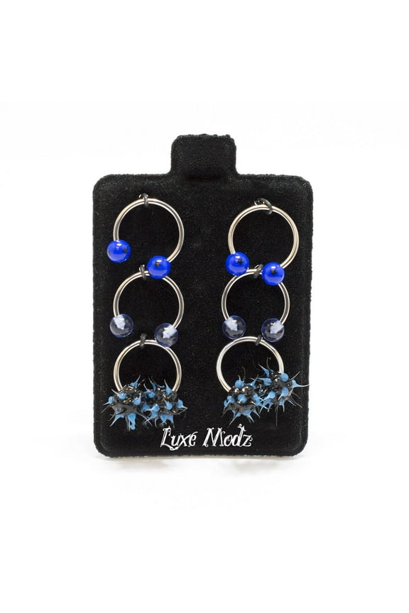 Nipple Ring Septum 6pc Circular Barbell Horseshoe Mix Blue Acrylic Balls 18G