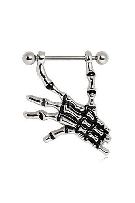 Nipple Ring with Skeleton Hand