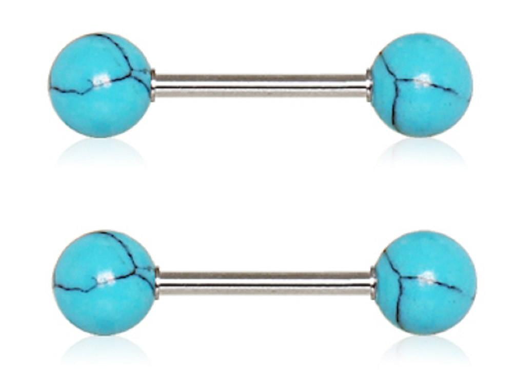 Nipple Rings 316L Stainless Steel Nipple Bar with Synthetic Stone Pair