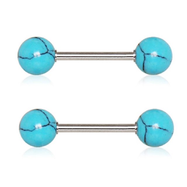 Nipple Rings 316L Stainless Steel Nipple Bar with Synthetic Stone Pair