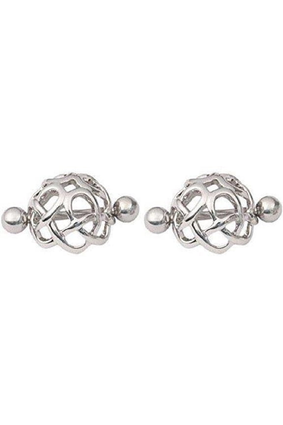 Nipple Rings Barbell Surgical Steel Nipple Bar Carved Celtic Mesh Pair