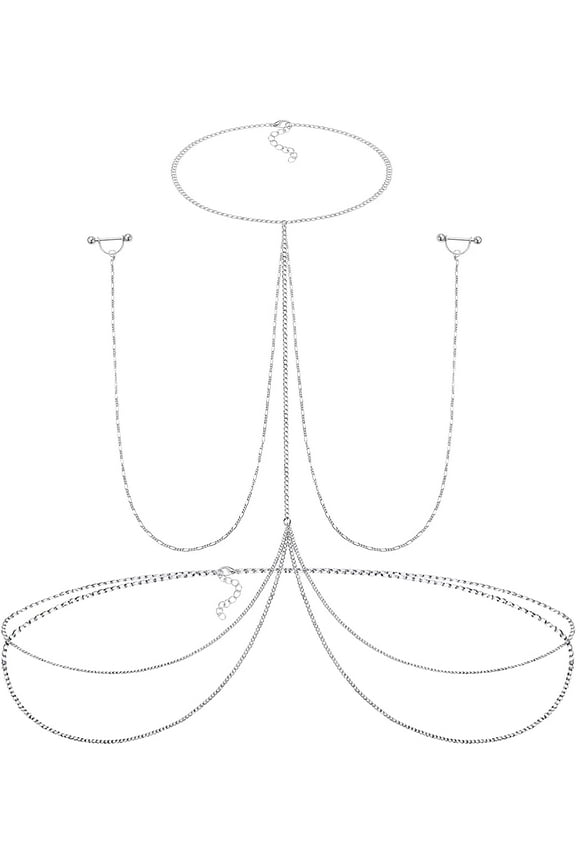 Nipple Rings with Body Chain Waist Chest Chain 14G Nipple Piercing Barbell Nipplerings Body Piercing Jewelry for Women