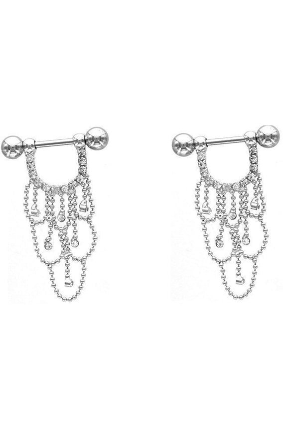 Nipple Shield Rings barbell barbells chandelier sold as a pair 14 gauge