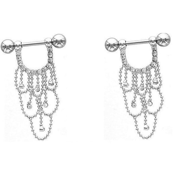 Body Accentz Nipple Shield Rings barbell barbells chandelier sold as a pair 14 gauge