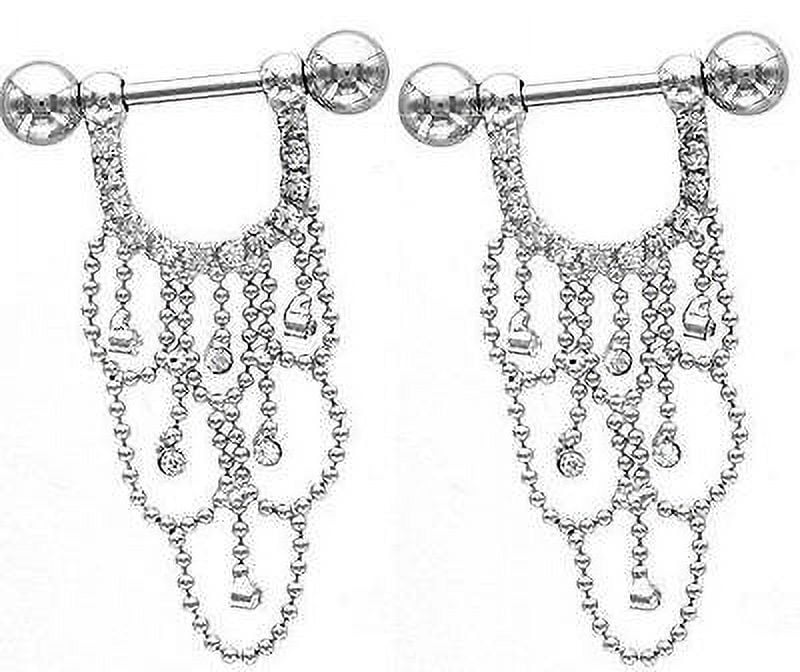BODY ACCENTZ Nipple Shield Rings barbell barbells chandelier sold as a pair 14 gauge