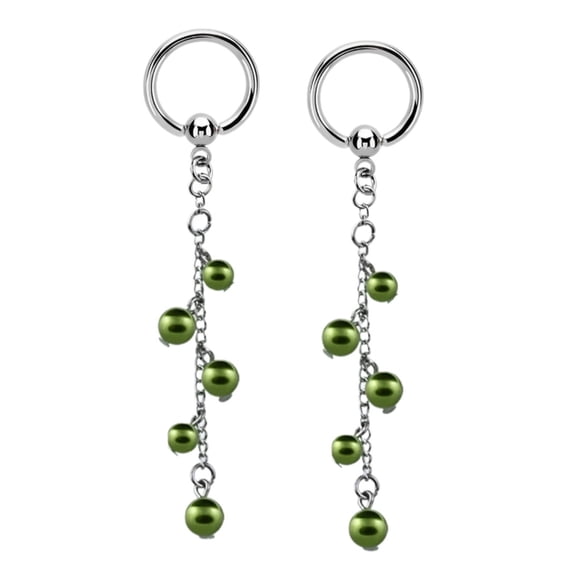 Nipple rings Stainless Steel Captive Bead chain faux pearls dangle