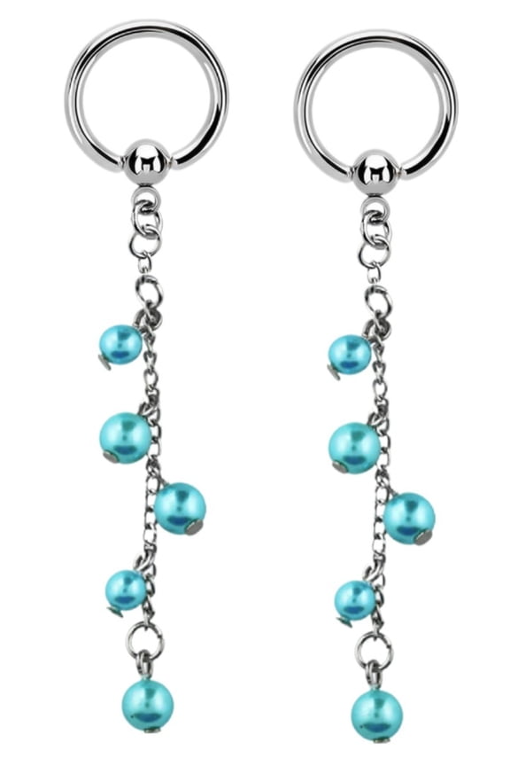 Nipple rings Stainless Steel Captive Bead chain with faux pearls