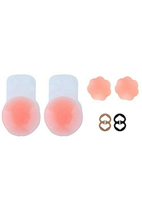 Nipplecovers Adhesive Breast Lift Petals - 2 Pair Reusable Nip Cover 2 Bra Clip