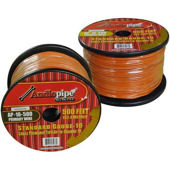 Audiopipe 16 Gauge Car Audio Primary Wire (500ftOrange) Remote, Power/Ground Electrical