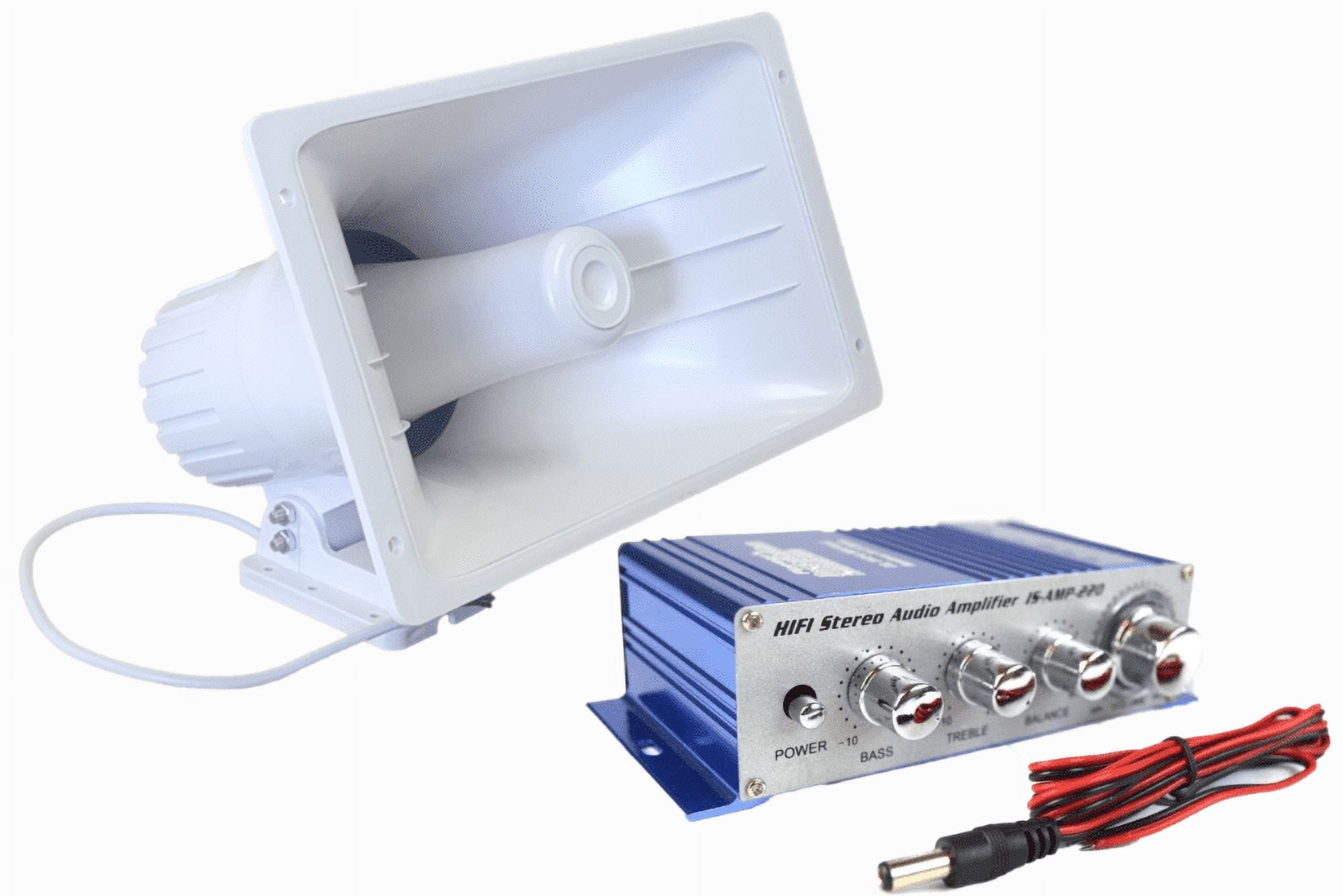 NIPPON AMERICA PA Power Horn Speaker 100 Watt Indoor Outdoor 100W w Hifi Stereo Audio Amplifier