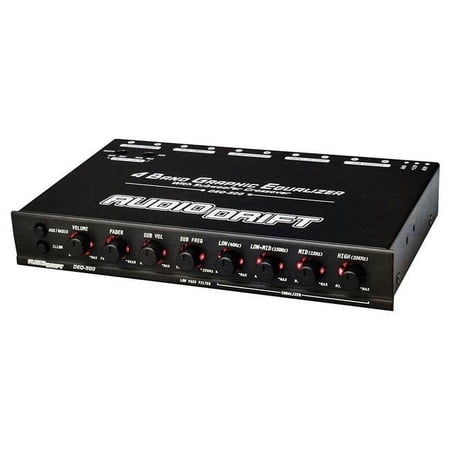 Audiopipe DEQ500 Audiodrift 4 Band Graphic Equalizer With Subwoofer Output Dual Color Illumination 7v Output