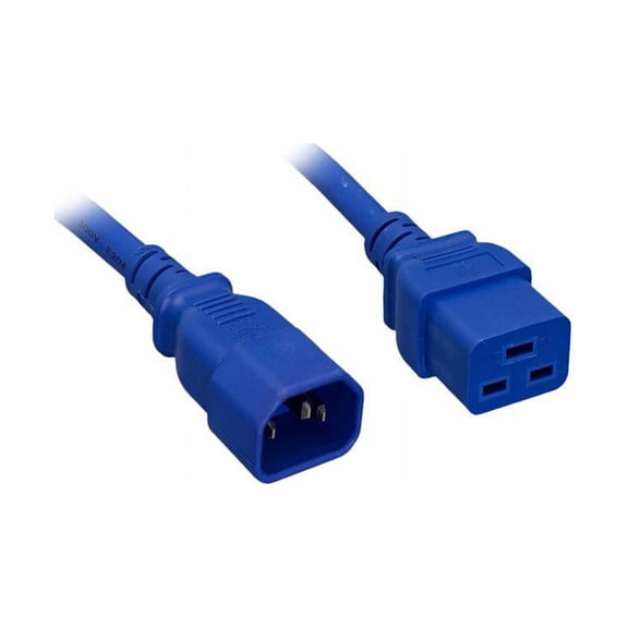 Nippon Labs 14 AWG C14 / C19 Power Cord, IEC-60320-C14 to IEC-60320-C19, SJT, 15A/250V, 10 ft. Blue Power Cable