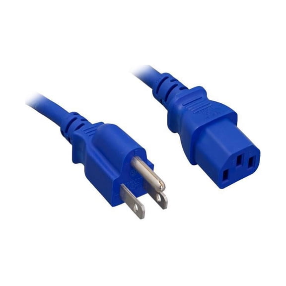 Nippon Labs 18 AWG Blue Standard Power Cord NEMA 5-15P to C13, NEMA5-15P/IEC320 C13, SJT, 10A, 125V, 3ft.